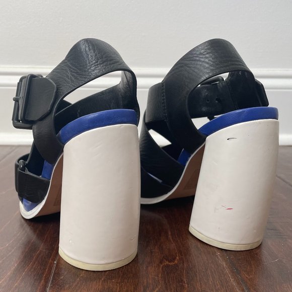 ASOS WHITE Tulipa Premium Leather Color Block Heeled Sandals - Picture 7 of 9